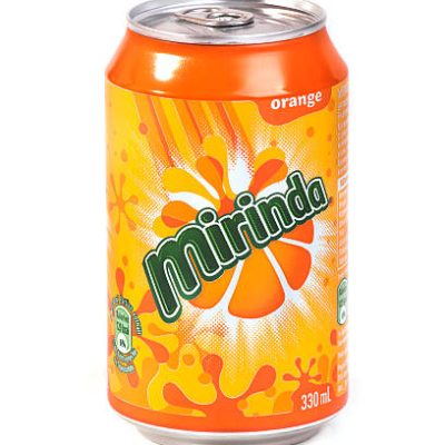 Cologne,Germany - August 29,2012: studio product shot of 1 can of Mirinda(orange drink) isolated on white background.Mirinda made by Pepsico Inc. Mirinda is owned by PepsiCo since 1970 and is primarily commercialized outside North America.